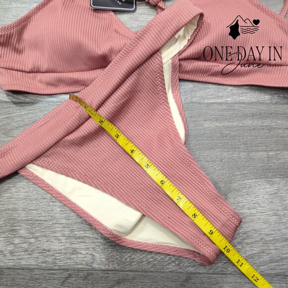 Zaful Strappy Back Ribbed Bikini Swimsuit Size M - Picture 4 of 5